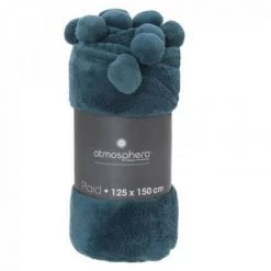 EASY Plaid Pompons Orage 125x150, Bleu -Plaid et couverture Soldes 65777383 2