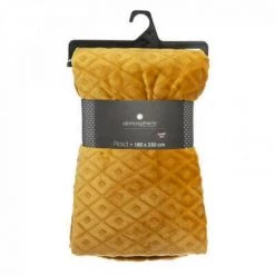 EASY Plaid Flan 3d Losan Oc 180x230, Ocre -Plaid et couverture Soldes 65779367 3