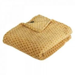 EASY Plaid Flan Imprimée Otto Oc125x150, Jaune Ocre