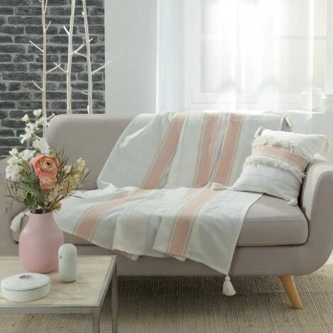 LC Couverture à Pompons, Rose, 125x150x0.2, Coton Tis 4 LC Couverture à Pompons, Rose, 125x150x0.2, Coton Tis – Image 2