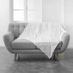 LC Couverture, Blanc, 125 X 150 Cm, Coton Uni Fantais