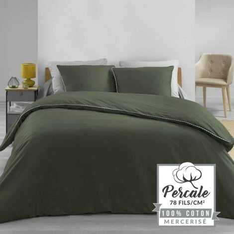 LC Ensemble De Literie 3 Pièces, Kaki/blanc, 260x240x 4 LC Ensemble De Literie 3 Pièces, Kaki/blanc, 260x240x – Image 2