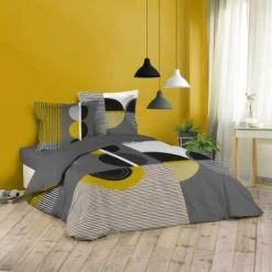 LC Ensemble De Literie 3 Pièces, Jaune, 260 X 240 Cm,