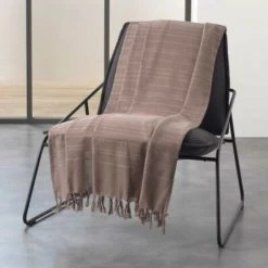 LC Couverture De Canapé A Franges, Taupe, 180 X 220 C