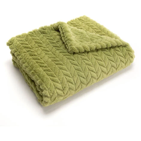Amadeus - Plaid Chevron Mousse 130X170 Cm - Vert 3 Amadeus - Plaid Chevron Mousse 130X170 Cm - Vert
