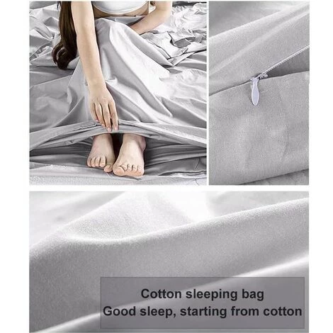 KAEJYIUT Sac De Couchage Double Doux Double Drap De Couchage Coton Sac De Couchage Chaud Drap De Voyage Léger Pour Hôtel Voyage En Plein Air Camping (Gris, Double) 7 KAEJYIUT Sac De Couchage Double Doux Double Drap De Couchage Coton Sac De Couchage Chaud Drap De Voyage Léger Pour Hôtel Voyage En Plein Air Camping (Gris, Double) – Image 5