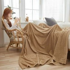 BDD Couverture Polaire Flanelle Corail, Douce Et Chaude Au Toucher, Réduit Le Stress, Améliore Le Sommeil, Kaki -Plaid et couverture Soldes 65905593 2