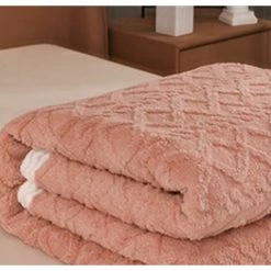 BDD Climatisation Sieste Sieste Couverture Chaude Douce Couverture Tricotée Double Couette Couvre-lit Corail Polaire Poudre -Plaid et couverture Soldes 65905754 3