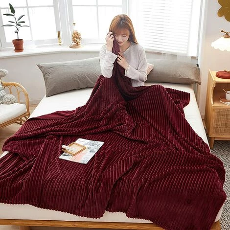 BDD Couverture Polaire Flanelle Corail, Douce Et Chaude Au Toucher, Réduit Le Stress, Améliore Le Sommeil, Bordeaux 3 BDD Couverture Polaire Flanelle Corail, Douce Et Chaude Au Toucher, Réduit Le Stress, Améliore Le Sommeil, Bordeaux