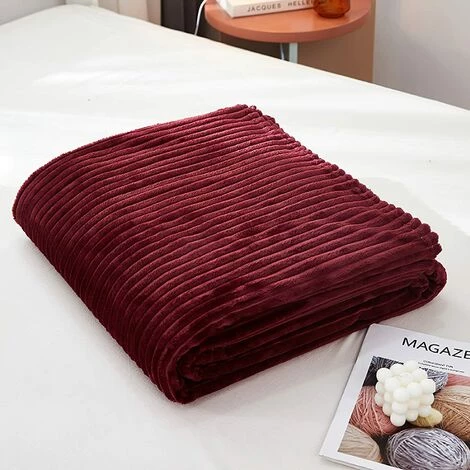 BDD Couverture Polaire Flanelle Corail, Douce Et Chaude Au Toucher, Réduit Le Stress, Améliore Le Sommeil, Bordeaux 6 BDD Couverture Polaire Flanelle Corail, Douce Et Chaude Au Toucher, Réduit Le Stress, Améliore Le Sommeil, Bordeaux – Image 4