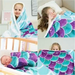 BDD Sirène Couverture Sherpa Laine Couverture Enfants Cadeau D'anniversaire Bébé Douche Lit Couverture Canapé Canapé Chambre -Plaid et couverture Soldes 65905810 4