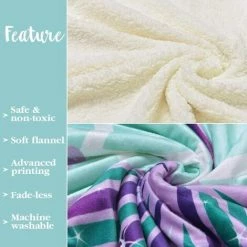 BDD Sirène Couverture Sherpa Laine Couverture Enfants Cadeau D'anniversaire Bébé Douche Lit Couverture Canapé Canapé Chambre -Plaid et couverture Soldes 65905810 5