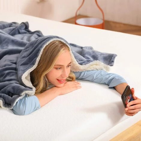 BDD Couverture Canapé Sherpa Couverture, Couverture à Poils épais, Couverture En Peluche Pour Chambre, Canapé, Lit Gris 7 BDD Couverture Canapé Sherpa Couverture, Couverture à Poils épais, Couverture En Peluche Pour Chambre, Canapé, Lit Gris – Image 5