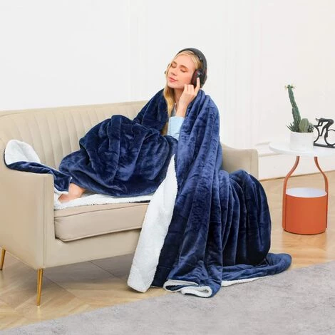BDD Couverture Canapé Sherpa Couverture, Couverture à Poils épais, Couverture En Peluche Pour Chambre, Canapé, Lit Bleu Foncé 3 BDD Couverture Canapé Sherpa Couverture, Couverture à Poils épais, Couverture En Peluche Pour Chambre, Canapé, Lit Bleu Foncé