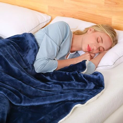BDD Couverture Canapé Sherpa Couverture, Couverture à Poils épais, Couverture En Peluche Pour Chambre, Canapé, Lit Bleu Foncé 6 BDD Couverture Canapé Sherpa Couverture, Couverture à Poils épais, Couverture En Peluche Pour Chambre, Canapé, Lit Bleu Foncé – Image 4