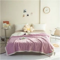 BDD Climatisation Sieste Sieste Couverture Chaude Douce Couverture Tricotée Double Couette Couvre-lit Corail Velours Taro Violet 8 BDD Climatisation Sieste Sieste Couverture Chaude Douce Couverture Tricotée Double Couette Couvre-lit Corail Velours Taro Violet -Plaid et couverture Soldes 65905912 2