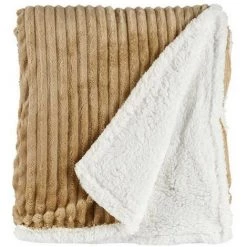 BRICOMARTEAU Couverture Marron Clair Velours Côtelé (150 X 200 Cm)