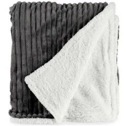 BRICOMARTEAU Couverture Gris Foncé Velours Côtelé (150 X 200 Cm)