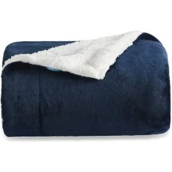 ILOVEMILAN Couverture Polaire Coussin De Canapé - Coussin De Canapé Bleu Marine 130x160, Couverture Sherpa Couverture Épaissie Chaude Double Flanelle, Douce Et Chaude 1 Personne