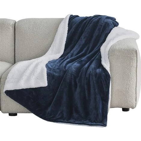 ILOVEMILAN Couverture Polaire Coussin De Canapé - Coussin De Canapé Bleu Marine 130x160, Couverture Sherpa Couverture Épaissie Chaude Double Flanelle, Douce Et Chaude 1 Personne 4 ILOVEMILAN Couverture Polaire Coussin De Canapé - Coussin De Canapé Bleu Marine 130x160, Couverture Sherpa Couverture Épaissie Chaude Double Flanelle, Douce Et Chaude 1 Personne – Image 2