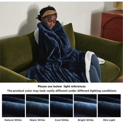 ILOVEMILAN Couverture Polaire Coussin De Canapé - Coussin De Canapé Bleu Marine 130x160, Couverture Sherpa Couverture Épaissie Chaude Double Flanelle, Douce Et Chaude 1 Personne 7 ILOVEMILAN Couverture Polaire Coussin De Canapé - Coussin De Canapé Bleu Marine 130x160, Couverture Sherpa Couverture Épaissie Chaude Double Flanelle, Douce Et Chaude 1 Personne – Image 5