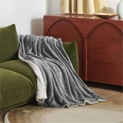 ILOVEMILAN Couverture Polaire Coussin De Canapé - Coussin De Canapé Gris 130x160, Couverture Sherpa Couverture Sherpa Épaissie Chaude Double Flanelle, Douce Et Chaude 1 Personne -Plaid et couverture Soldes 65986962 5