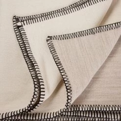 Plaid 140x200 Cm MADURA - Crème Et Noir - LUKA - Crème Et Noir -Plaid et couverture Soldes 66079068 3