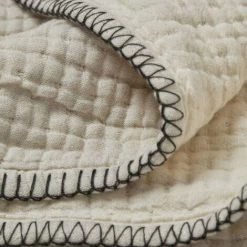 Plaid 140x200 Cm MADURA - Naturel Et Feston Noir - ILARIO - Naturel Et Feston Noir -Plaid et couverture Soldes 66079116 3