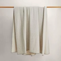 Plaid 140x200 Cm MADURA - Naturel Et Feston Noir - ILARIO - Naturel Et Feston Noir -Plaid et couverture Soldes 66079116 5