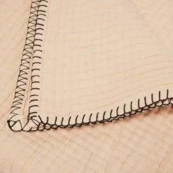 Couvre-lit 170x260 Cm MADURA - Pêche Rosée Et Feston Noir - ILARIO - Pêche Rosée Et Feston Noir -Plaid et couverture Soldes 66079504 3