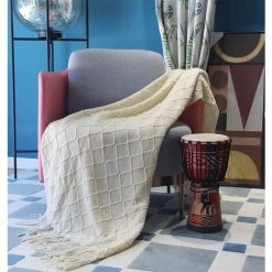 MEZHENG Couverture En Laine Tricotée Douce, Couverture à Pompons, Couverture De Canapé, Couverture De Couchage -Plaid et couverture Soldes 66092146 4
