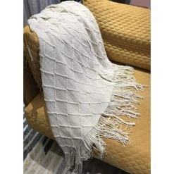 MEZHENG Couverture En Laine Tricotée Douce, Couverture à Pompons, Couverture De Canapé, Couverture De Couchage -Plaid et couverture Soldes 66092146 5