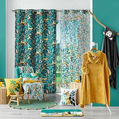 DOUCEUR D'INTÉRIEUR Plaid Capuche 100x120 Cm Flanelle Brodée Singe - Gris 7 DOUCEUR D'INTÉRIEUR Plaid Capuche 100x120 Cm Flanelle Brodée Singe - Gris – Image 5