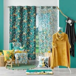 DOUCEUR D'INTÉRIEUR Plaid Capuche 100x120 Cm Flanelle Brodée Léopard - Jaune -Plaid et couverture Soldes 66095100 5