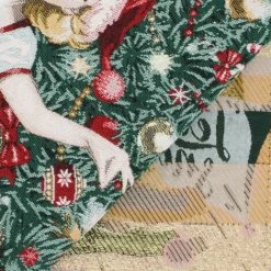 LINNEA Carré De Tissu Jacquard Polycoton Motif Festif Esprit Noël AVA Rouge - Rouge -Plaid et couverture Soldes 66212762 4