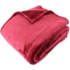 LINNEA Couverture Polaire VELVET Polyester 320 G/m2 240x260 Cm - Rouge Bourgogne