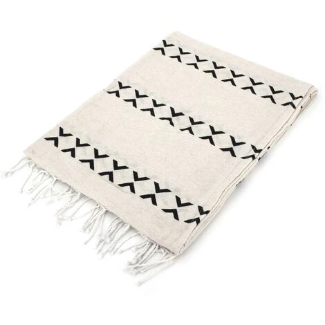 LINNEA Jeté De Canapé 130x160 Cm SILVO Chevrons Ecru/Noir - Blanc 3 LINNEA Jeté De Canapé 130x160 Cm SILVO Chevrons Ecru/Noir - Blanc