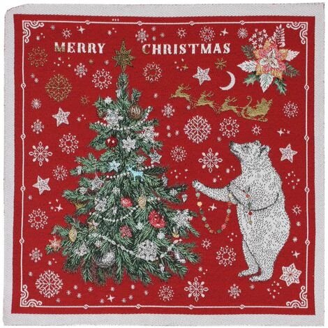 LINNEA Carré De Tissu Jacquard Polycoton Motif Festif Esprit Noël DADDY Rouge - Rouge 3 LINNEA Carré De Tissu Jacquard Polycoton Motif Festif Esprit Noël DADDY Rouge - Rouge