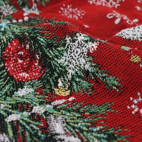 LINNEA Carré De Tissu Jacquard Polycoton Motif Festif Esprit Noël DADDY Rouge - Rouge 5 LINNEA Carré De Tissu Jacquard Polycoton Motif Festif Esprit Noël DADDY Rouge - Rouge – Image 3