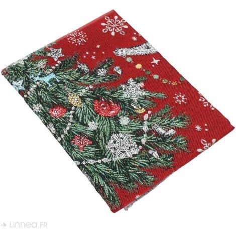 LINNEA Carré De Tissu Jacquard Polycoton Motif Festif Esprit Noël DADDY Rouge - Rouge 7 LINNEA Carré De Tissu Jacquard Polycoton Motif Festif Esprit Noël DADDY Rouge - Rouge – Image 5