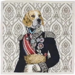 LINNEA Carré De Tissu Jacquard Polyester Motif Beagles MARECHAL Beige Lin - Beige Lin