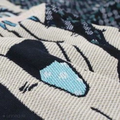 LINNEA Carré De Tissu Jacquard Polycoton Motif Personnage RHIANA Bleu - Bleu -Plaid et couverture Soldes 66215707 4