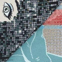 LINNEA Carré De Tissu Jacquard Polycoton Motif Personnage RHIANA Bleu - Bleu -Plaid et couverture Soldes 66215707 5