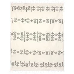 LINNEA Jeté De Canapé 130x160 Cm SILVO Aztèques Ecru/Noir - Blanc -Plaid et couverture Soldes 66216889 5