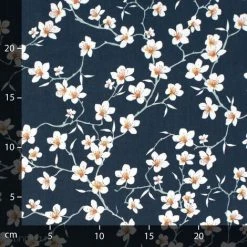 LINNEA Tissu Coton Cretonne AMANDIER Aucun Traitement - Bleu Marine -Plaid et couverture Soldes 66216893 3