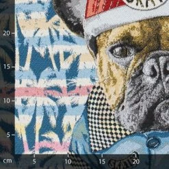 LINNEA Carré De Tissu Jacquard Polyester Motif Bulldog SKATER Bleu - Bleu -Plaid et couverture Soldes 66216906 3