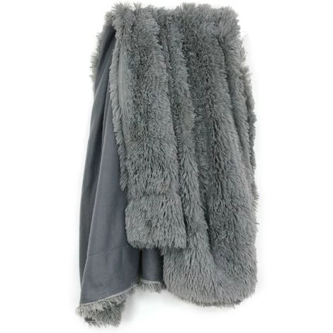 LINNEA Plaid Imitation Fourrure LICIA - Gris 4 LINNEA Plaid Imitation Fourrure LICIA - Gris – Image 2