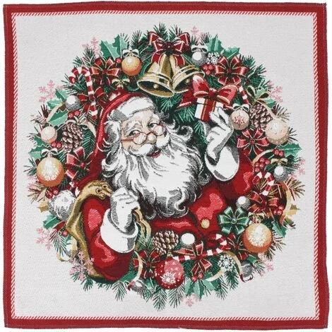 LINNEA Carré De Tissu Jacquard Polycoton Motif Festif Esprit Noël CLAUS Blanc - Blanc 3 LINNEA Carré De Tissu Jacquard Polycoton Motif Festif Esprit Noël CLAUS Blanc - Blanc