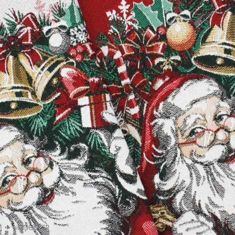 LINNEA Carré De Tissu Jacquard Polycoton Motif Festif Esprit Noël CLAUS Blanc - Blanc 4 LINNEA Carré De Tissu Jacquard Polycoton Motif Festif Esprit Noël CLAUS Blanc - Blanc – Image 2