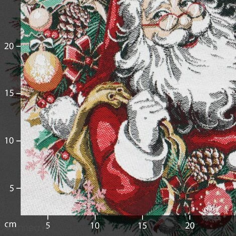 LINNEA Carré De Tissu Jacquard Polycoton Motif Festif Esprit Noël CLAUS Blanc - Blanc 5 LINNEA Carré De Tissu Jacquard Polycoton Motif Festif Esprit Noël CLAUS Blanc - Blanc – Image 3